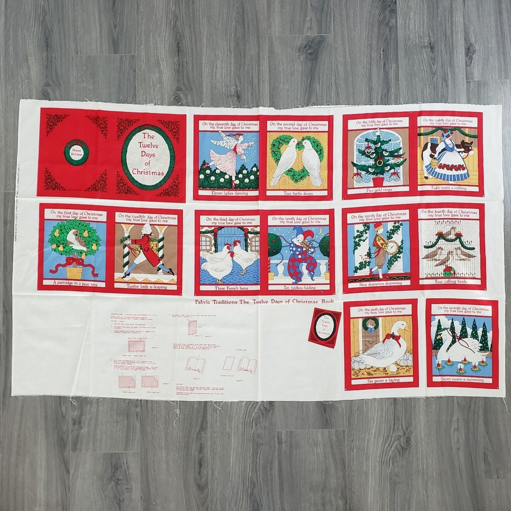 Vtg 1990 Ellen Blonder Fabric Traditions 12 Days Of Christmas Sew A Book Cloth